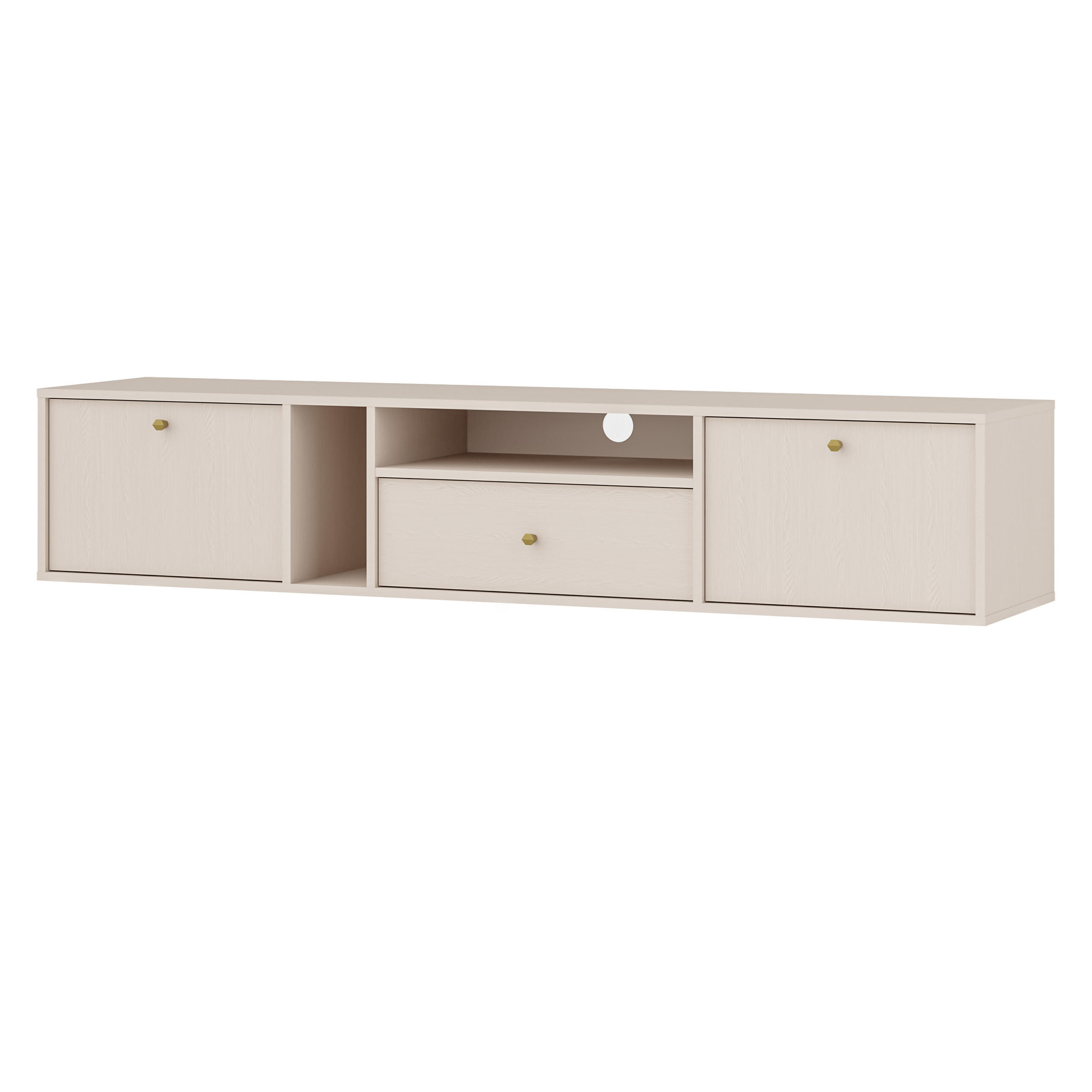 LOWBOARD TORINO 180x40,8x35 cm mit 1 Schubladen und 2 Türen Beige - Beige, Holzwerkstoff (180/35/40.8cm) - MASSENO
