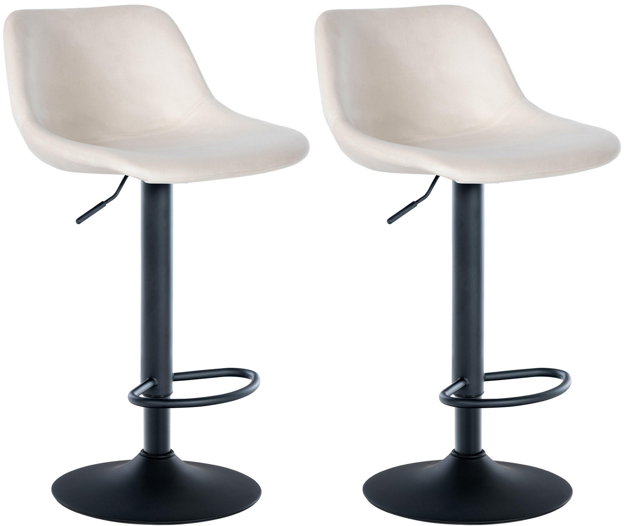 BARHOCKER 2er Set Samt creme - Creme/Schwarz, Textil/Metall (43/79/49cm) - CLP