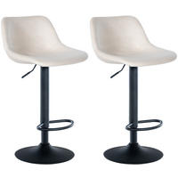 BARHOCKER 2er Set Samt creme - Creme/Schwarz, Textil/Metall (43/79/49cm) - CLP