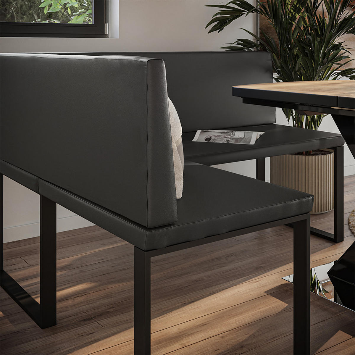 LAVICE DO JÍDELNY DO ROHU Ravon Černá - černá, textil (120/87/150cm) - Vicco