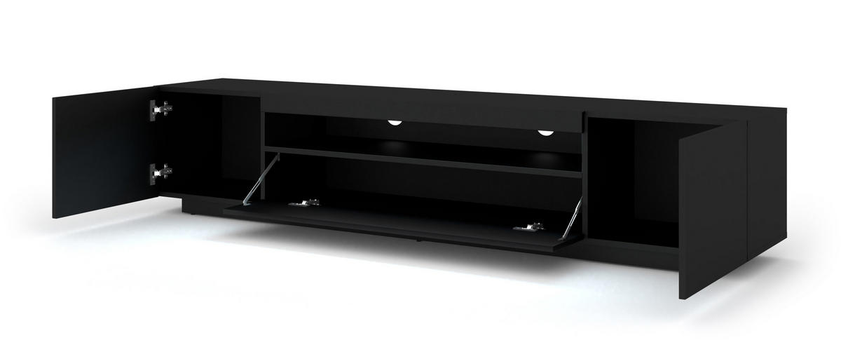 TV LOWBOARD Schwarz 200/42/37 - Schwarz, Holzwerkstoff (200/42/37cm) - RAUMHIRSCH FURNITURE