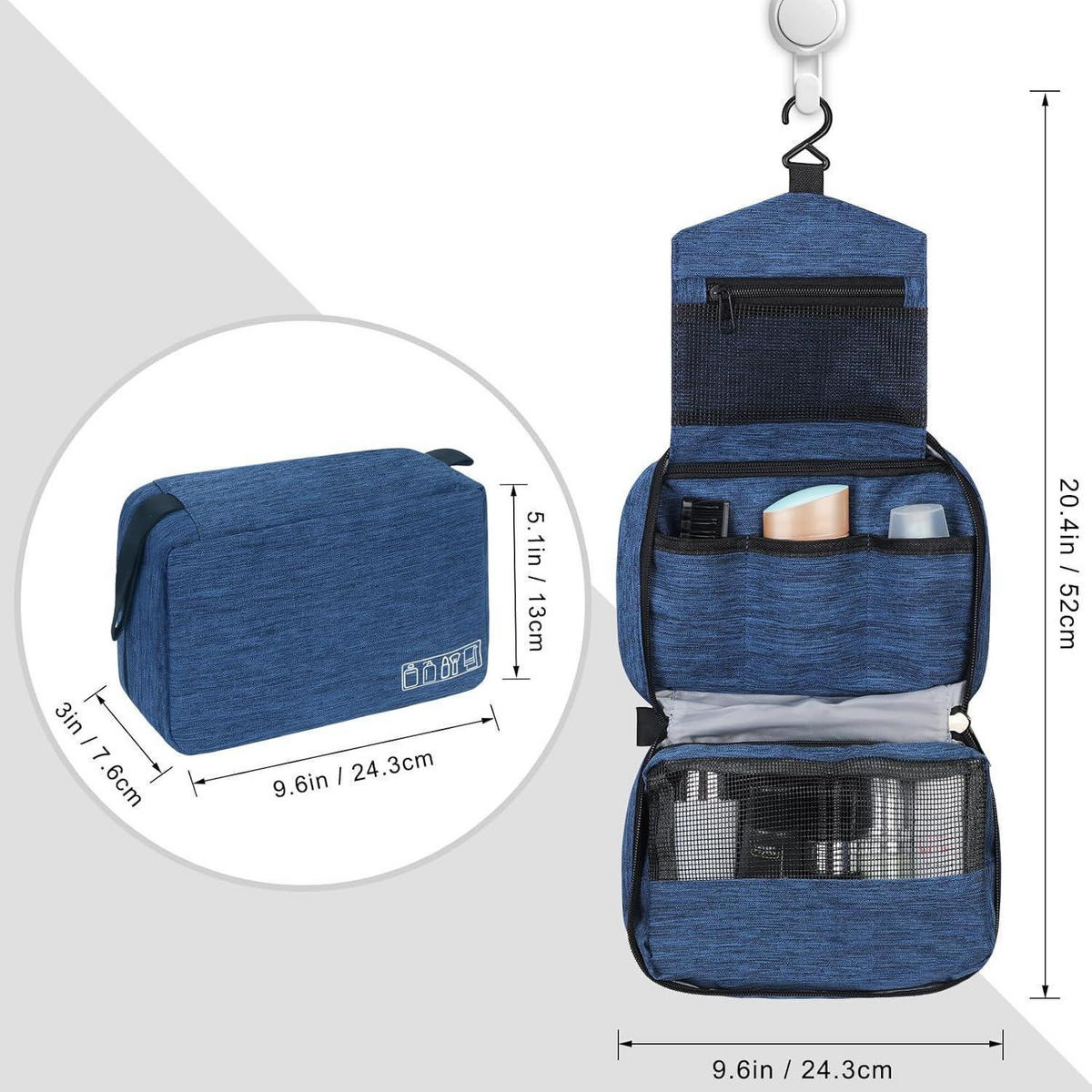 KULTURBEUTEL Hängend Marineblau 24,3 cm - Dunkelblau, Textil (7.6/13/24.3cm)