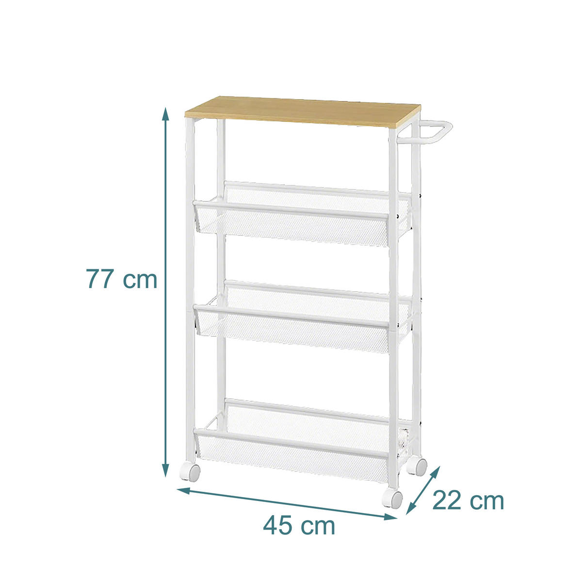 NISCHENWAGEN - Weiß, Holzwerkstoff/Metall (22/77/45cm) - Relaxdays