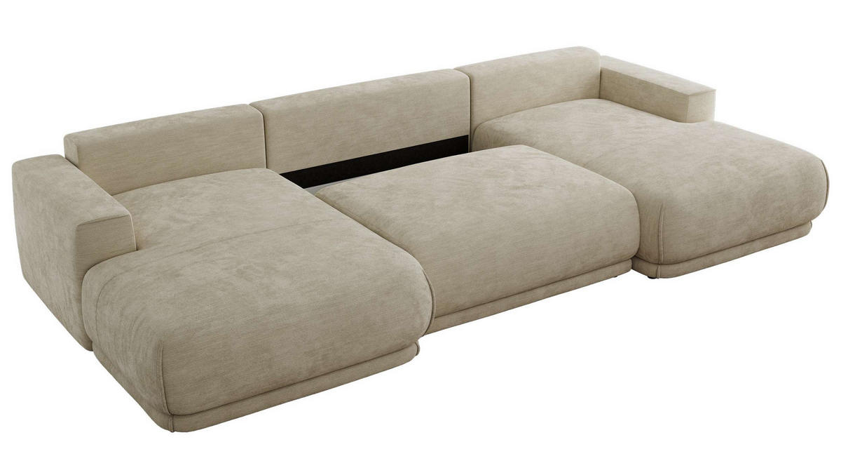 SEDACIA SÚPRAVA RINA U Béžová Hladký ženil - čierna/béžová, textil/plast (360/85/170cm) - MKS