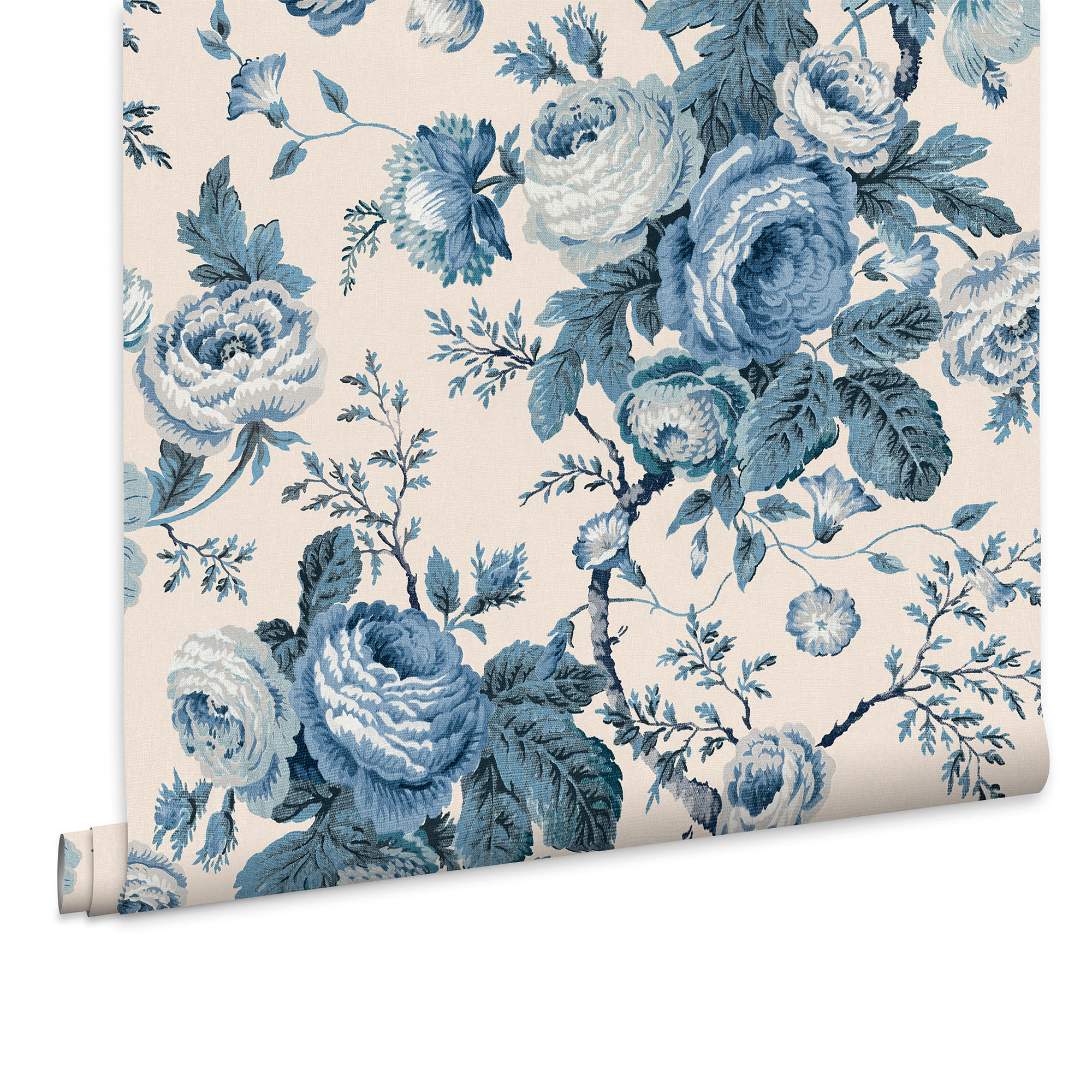 VLIESTAPETE Uffington Roses - Blau, Papier/Kunststoff (52/1000cm) - LAURA ASHLEY