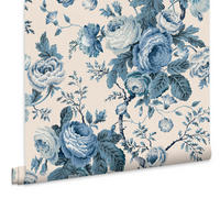 VLIESTAPETE Uffington Roses - Blau, Papier/Kunststoff (52/1000cm) - LAURA ASHLEY