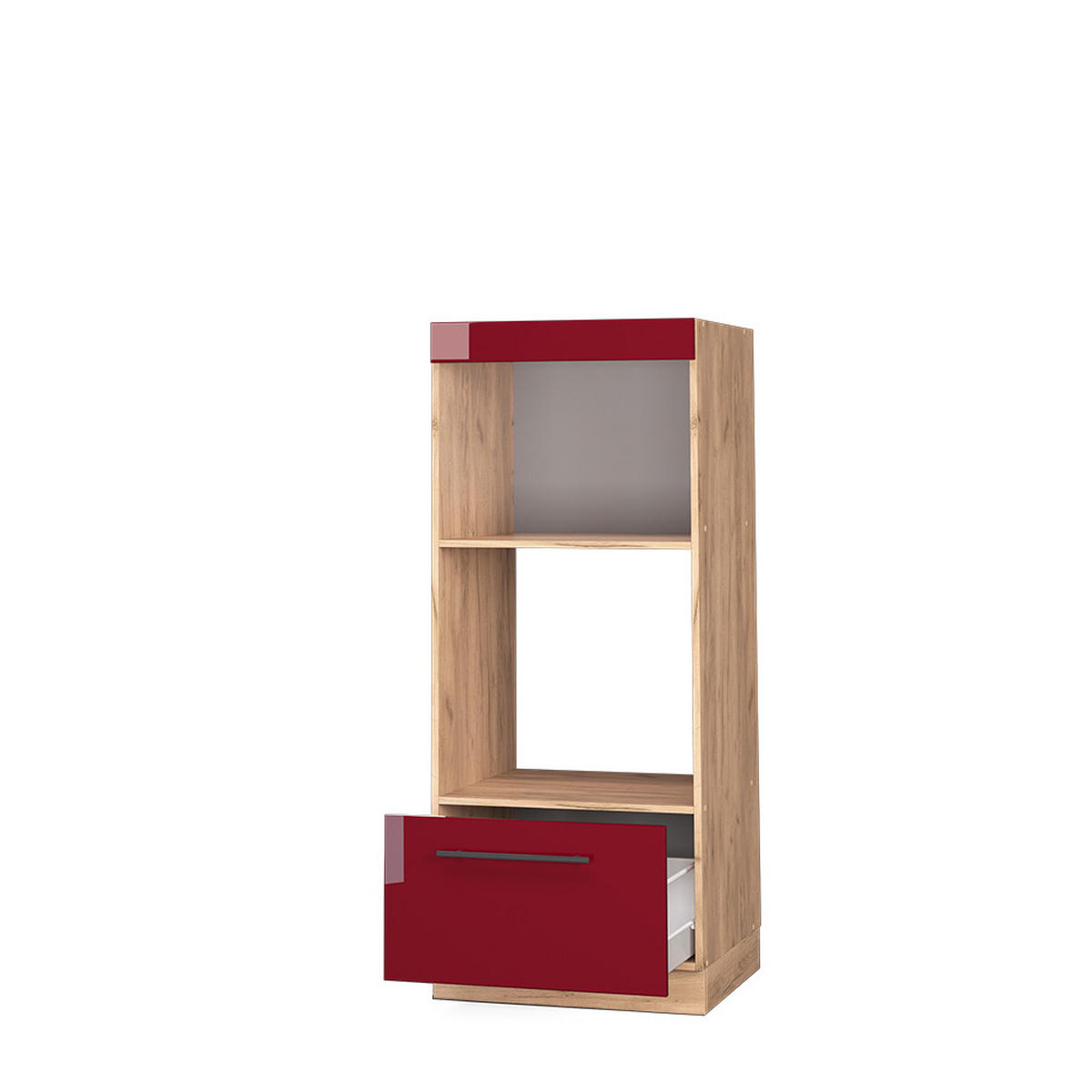 MIKROWELLENSCHRANK Fame-Line Bordeaux Hochglanz 60 cm offen - Honigeiche/Bordeaux, Holzwerkstoff (60/153.6/58.1cm) - Vicco