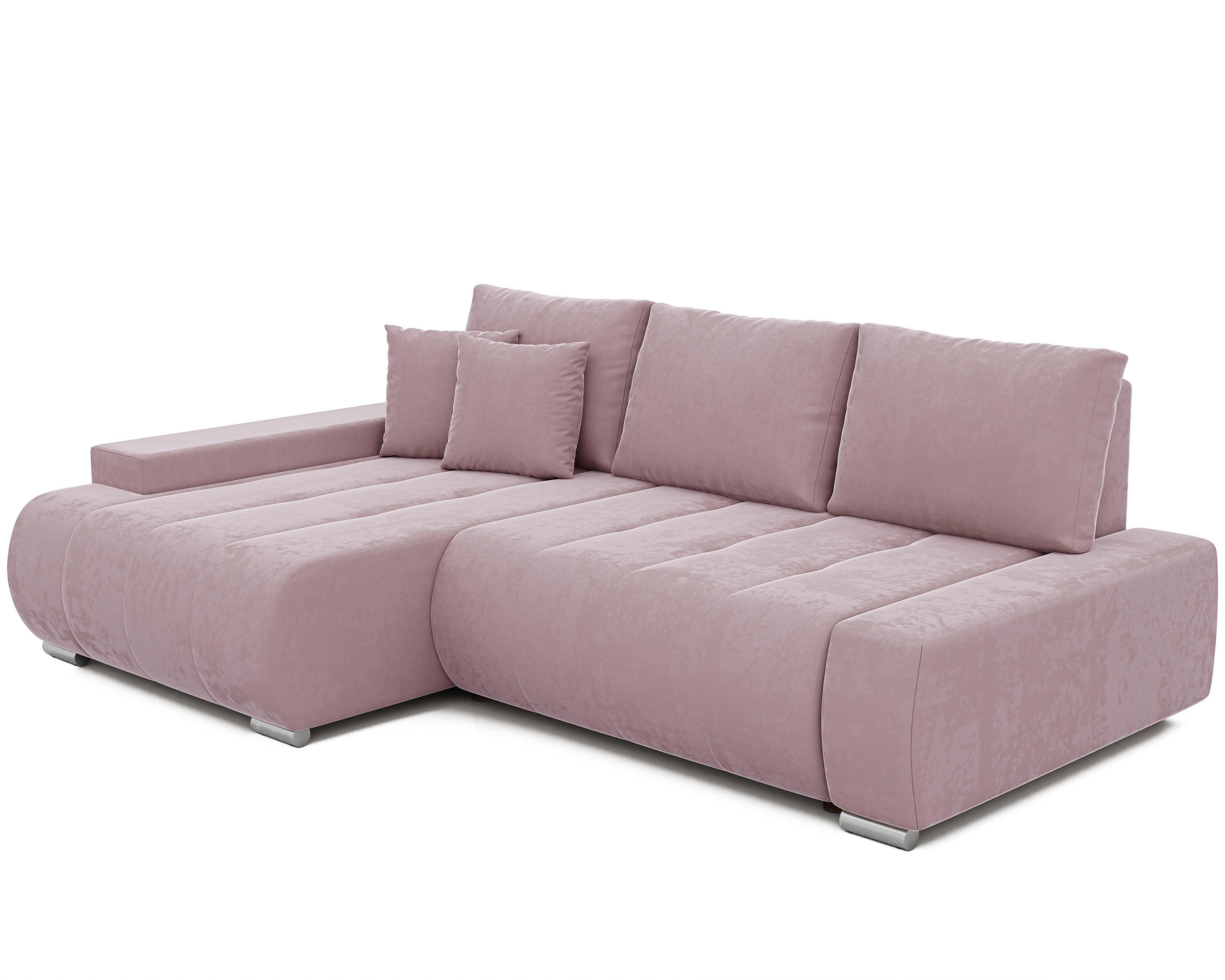 ECKSOFA NIKO Links, mit Schlaffunktion und Bettkasten, Rosa - Rosa, Textil (227/153cm) - Idohome