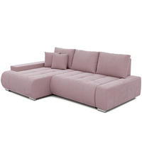 ECKSOFA NIKO Links, mit Schlaffunktion und Bettkasten, Rosa - Rosa, Textil (227/153cm) - Idohome