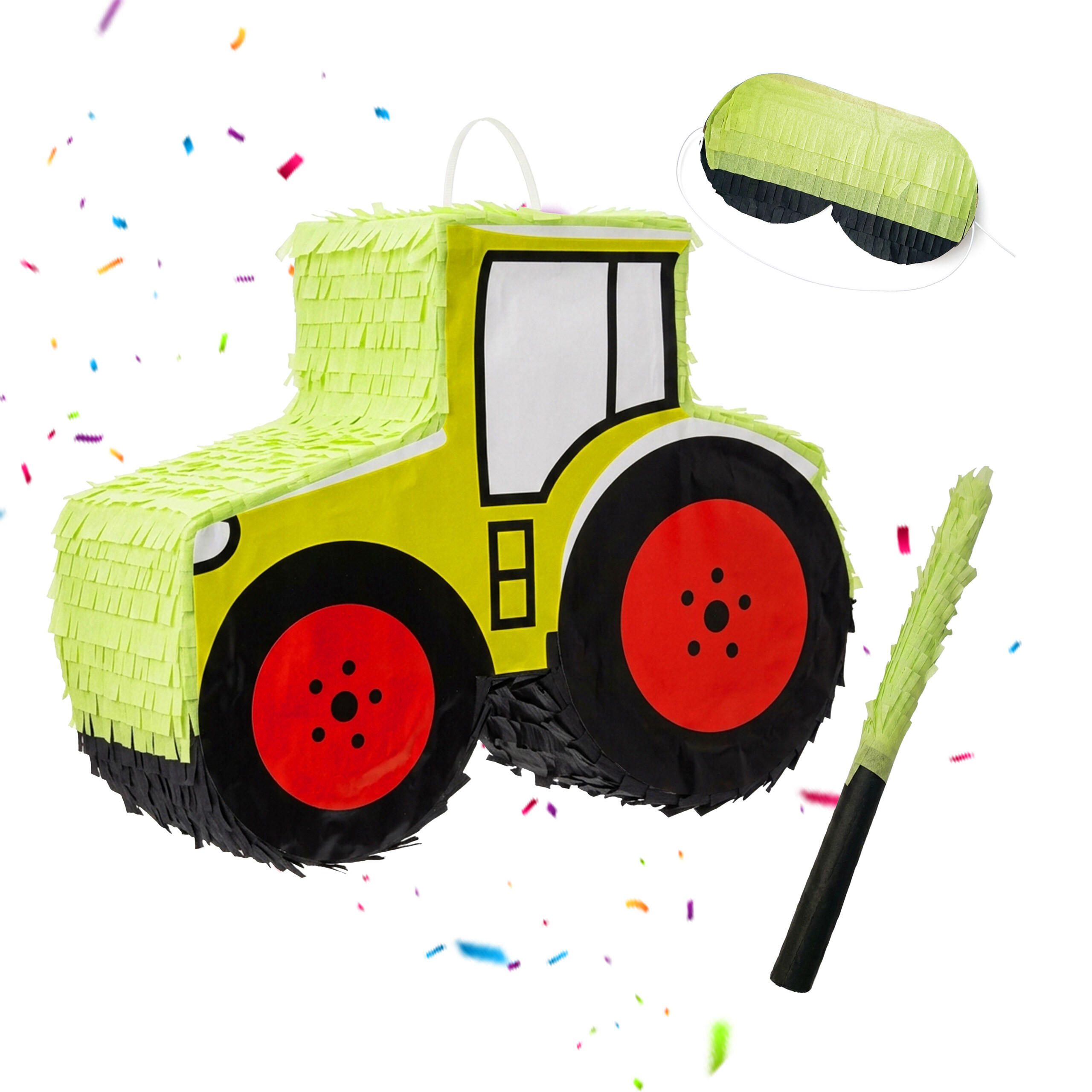 Relaxdays PIŇATA Světle zeleno-červená traktor 3-dílná-sada