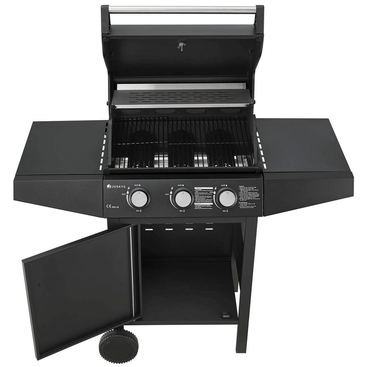 GASGRILL Louisiana schwarz - Schwarz, Metall (110/132/53cm) - Juskys