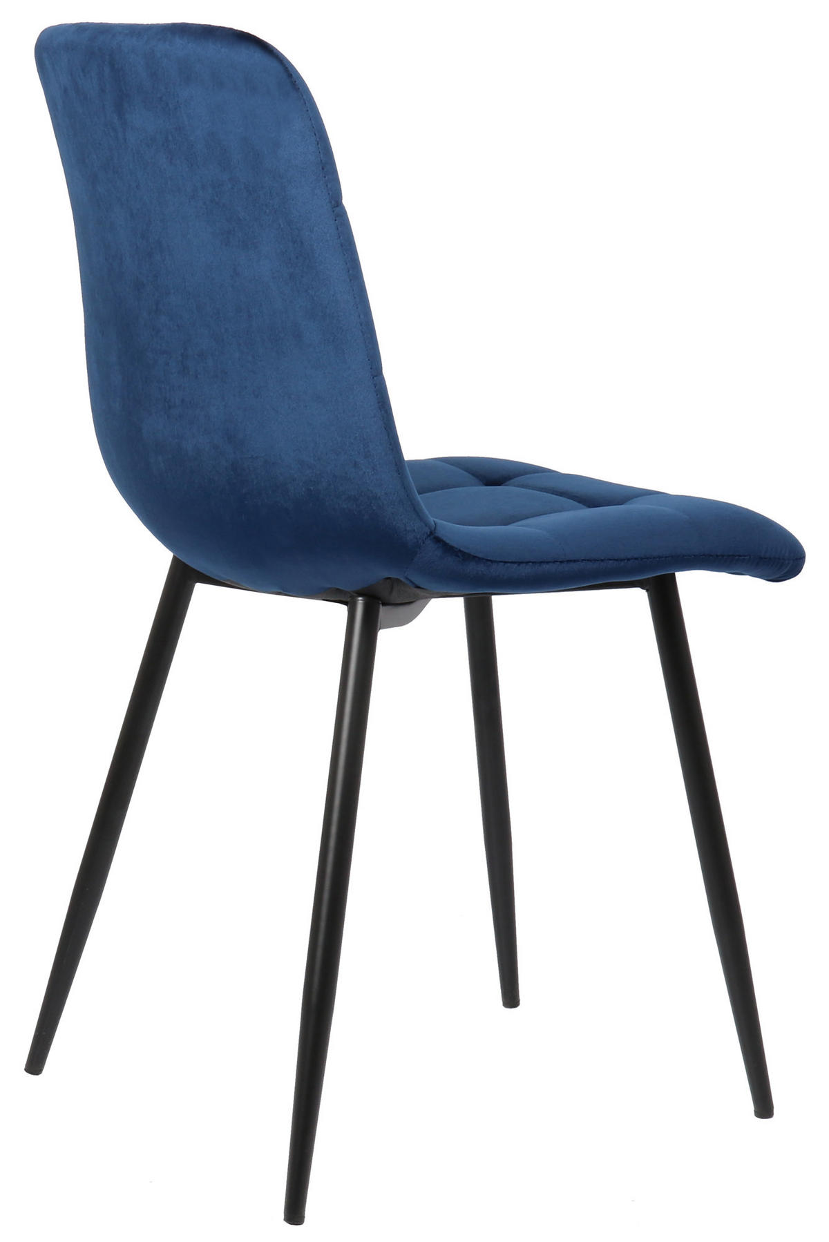ESSZIMMERSTUHL Till, 2er Set, Samt, Gestell Metall matt Schwarz Blau - Blau/Schwarz, Textil/Metall (45/88/52cm) - TPFLiving