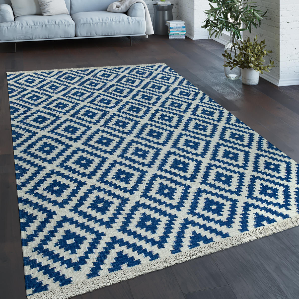 HOCHFLORTEPPICH 200/300 cm Kenitra 500 - Hellblau, Textil (200/300cm) - Paco Home