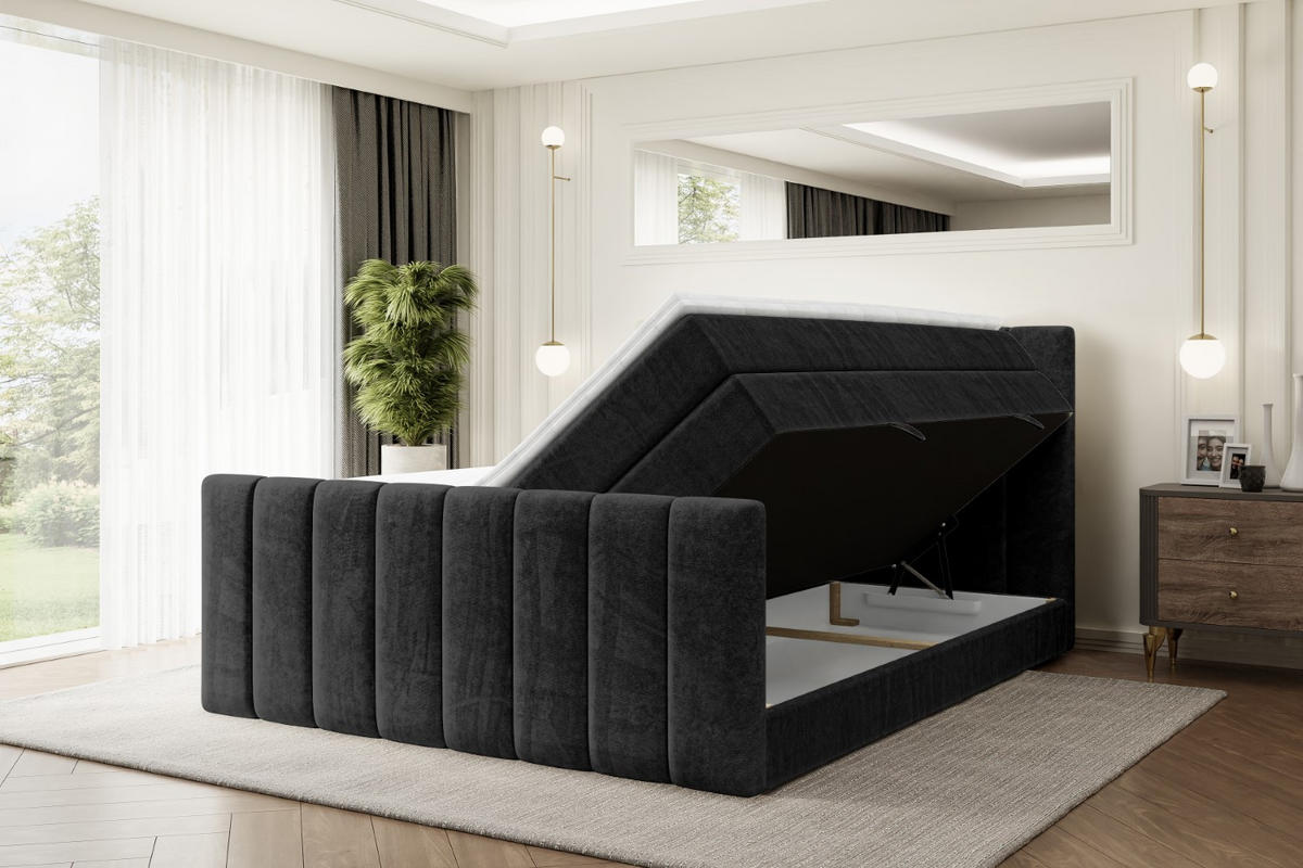 BOXSPRINGBETT OTTA-Z KING - 160x200 - H3/H4 - Schwarz - Schwarz, Holzwerkstoff (160/200cm) - ALTDECOR
