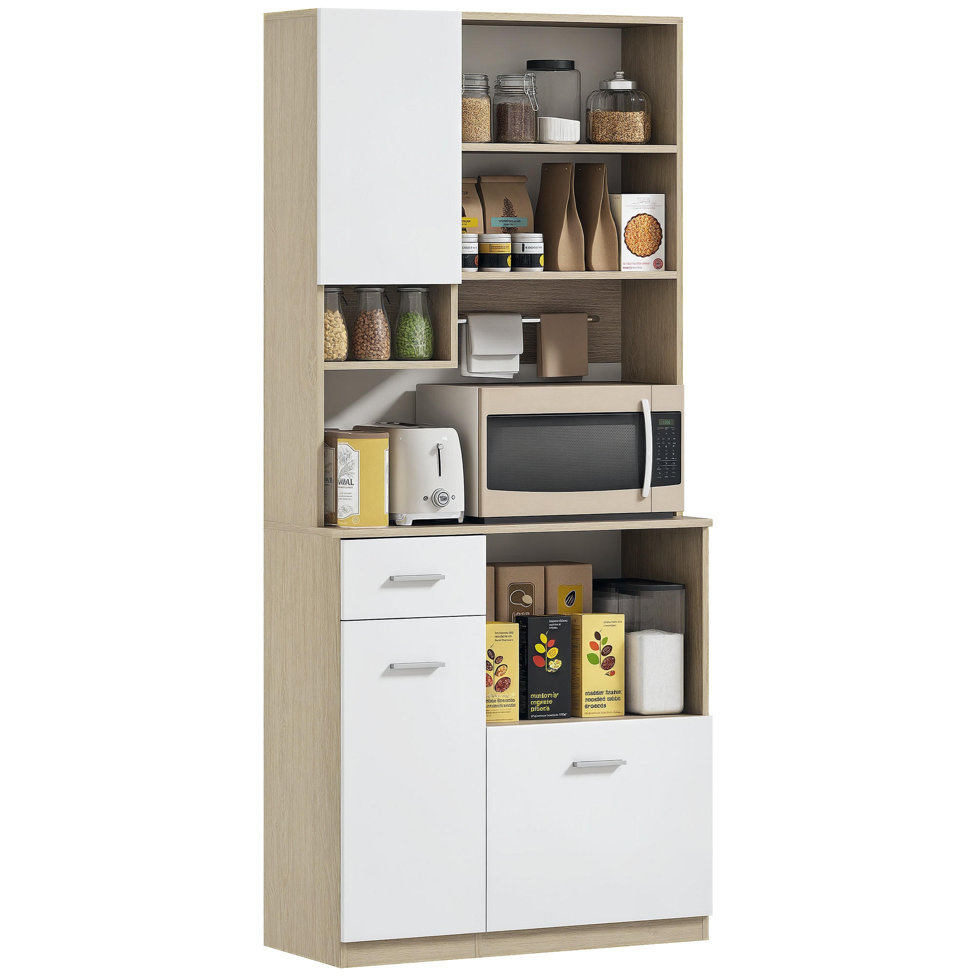 HIGHBOARD DE-11130 Verstellbare Böden Weiß/Holz - Weiß, Holzwerkstoff (35/180/80cm) - ComfortXL