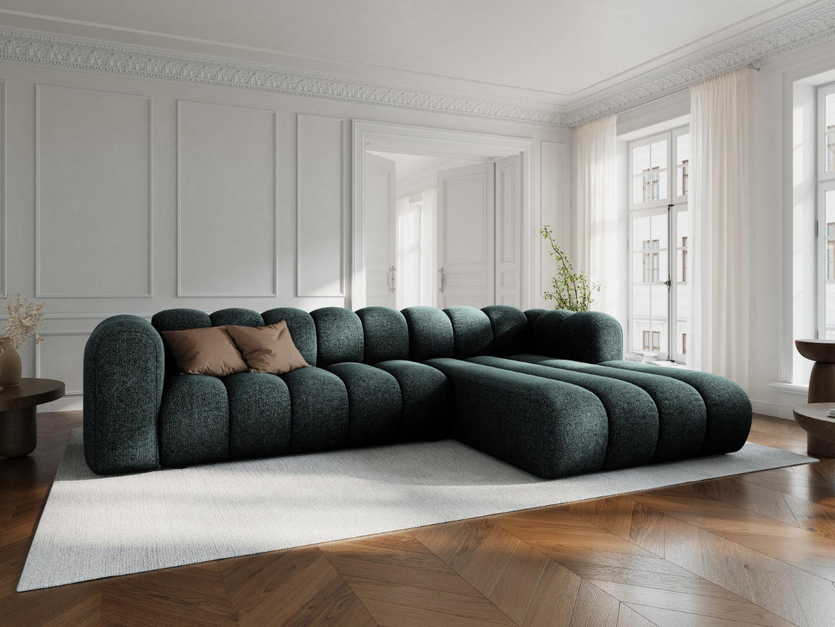 ECKSOFA modular rechts Lupine aus Chenille-Stoff petrol 4 Sitzplätze - Petrol, Textil (177/290cm) - Micadoni