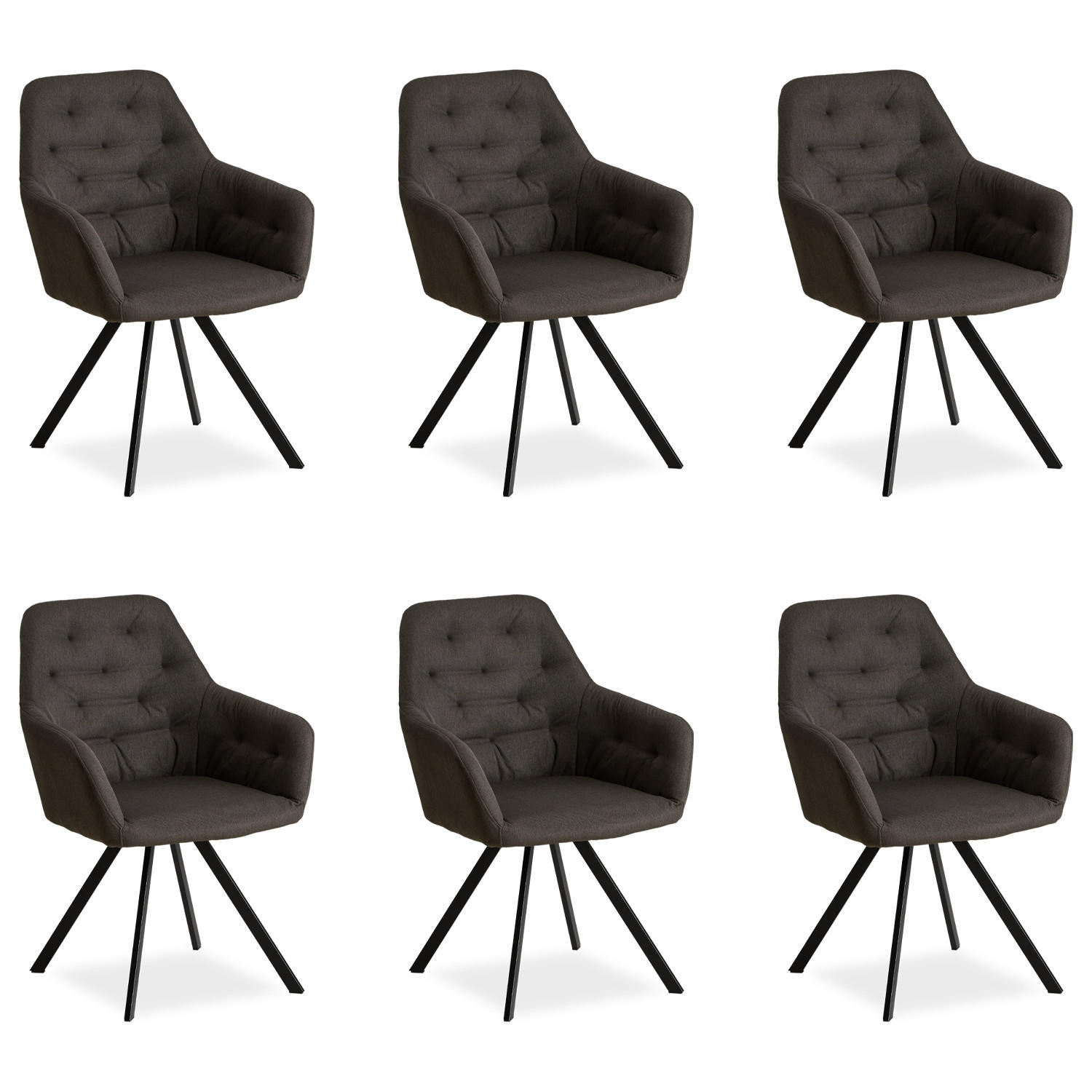 Homestyle4u Armlehnstuhl-Set Grau 59x88x57 cm