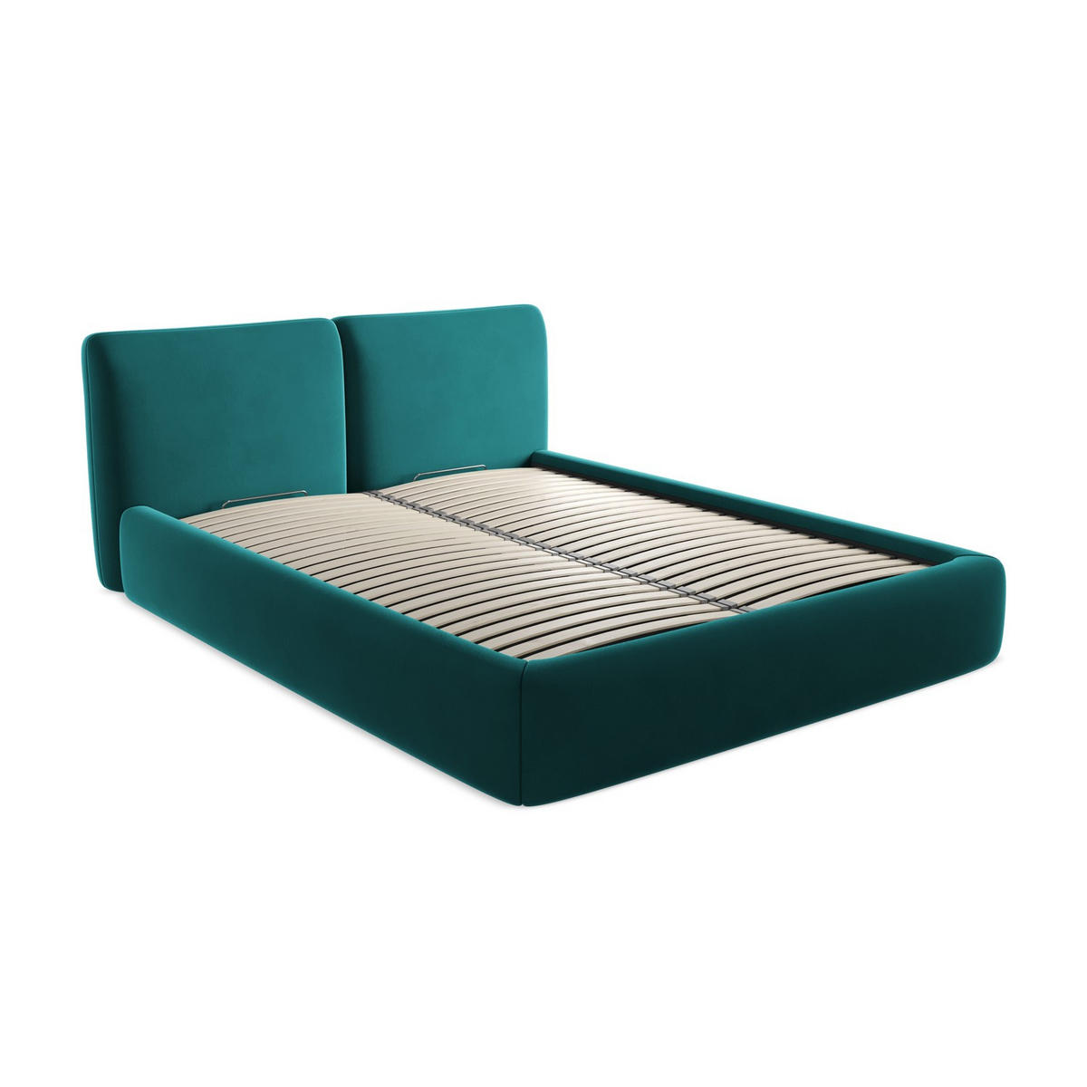 POLSTERBETT mit Bettkasten und Lattenrost 180x228 Blau - Blau/Petrol, Kunststoff/Textil (160/200cm) - LaMiaSofa