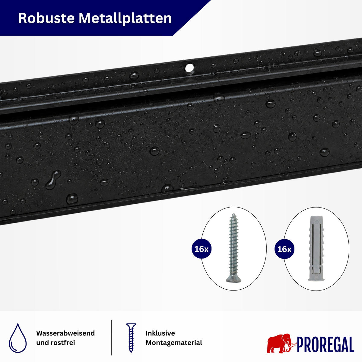 GARAGEN-WANDREGAL FORGE 8-teiliges Set Schwarz Haken Hochbelastbares Werkzeughaken für Garten, Garage - Schwarz, Metall (26/40.5/10cm) - PROREGAL