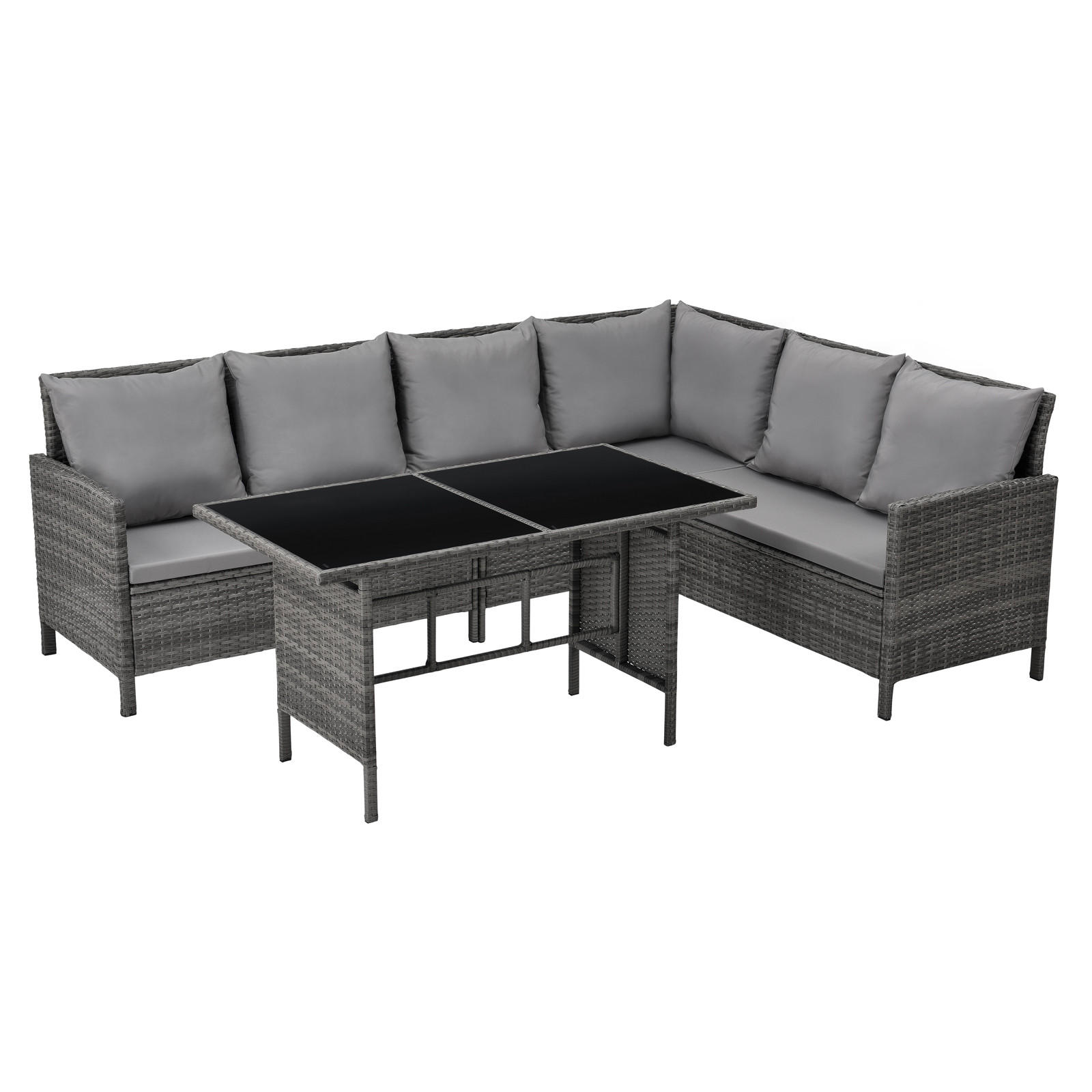 RATTAN-LOUNGE Madison - Grau, Kunststoff - SVITA