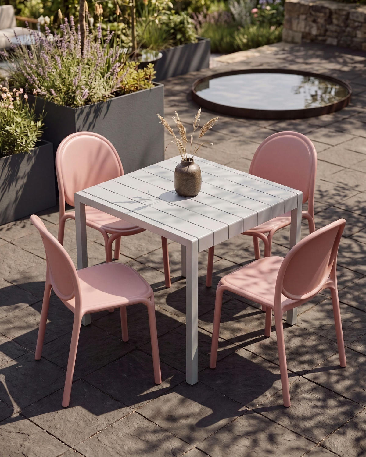 GARTENSTUHL 4er Set Rosa Brugnello - Pink, Kunststoff (44/80/47cm) - Beliani
