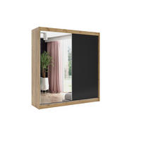 KLEIDERSCHRANK RYFLO mit LED - 200 - Eichefarben|Schwarz - Eichefarben/Schwarz, Holzwerkstoff (200/215/61cm) - ALTDECOR