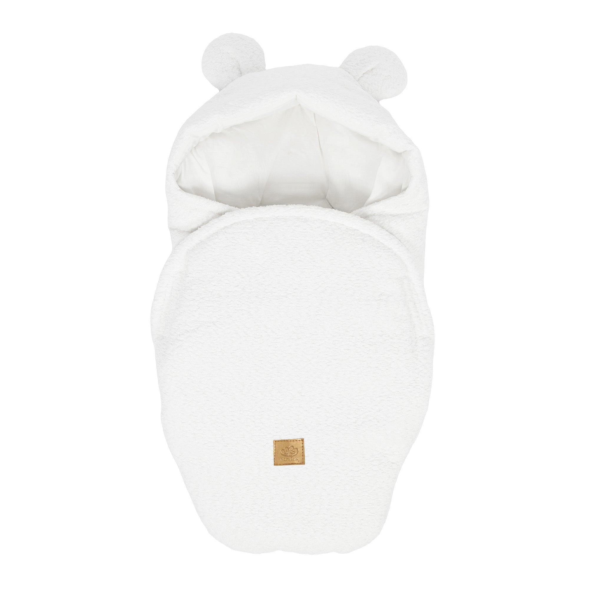 EINSCHLAGDECKE für Babys mit Teddyohren aus Bouclé in Creme-Weiß - Weiß, Textil (45/80cm) - MeowBaby