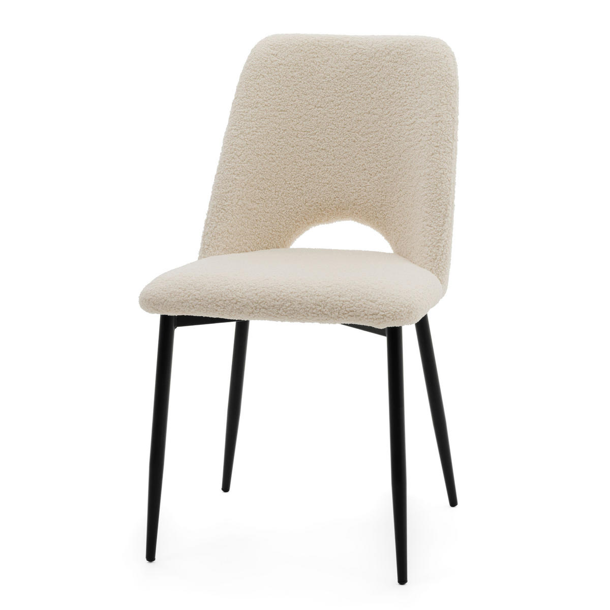 STUHL ORO gepolsterter mit Steppung - hellbeige - Boucle - Ecru/Schwarz, Textil/Metall (47/91/55cm) - NEW HOME
