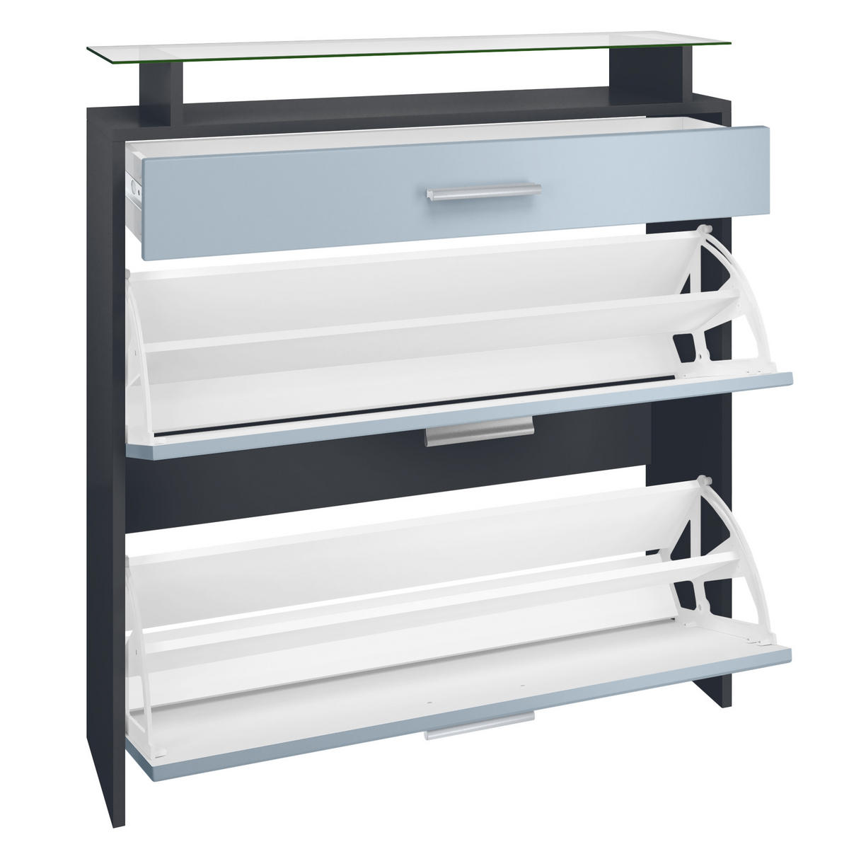 GARDEROBE Malea Fronten in Grau Hochglanz - Grau, Holzwerkstoff (180/180/23cm) - Vladon