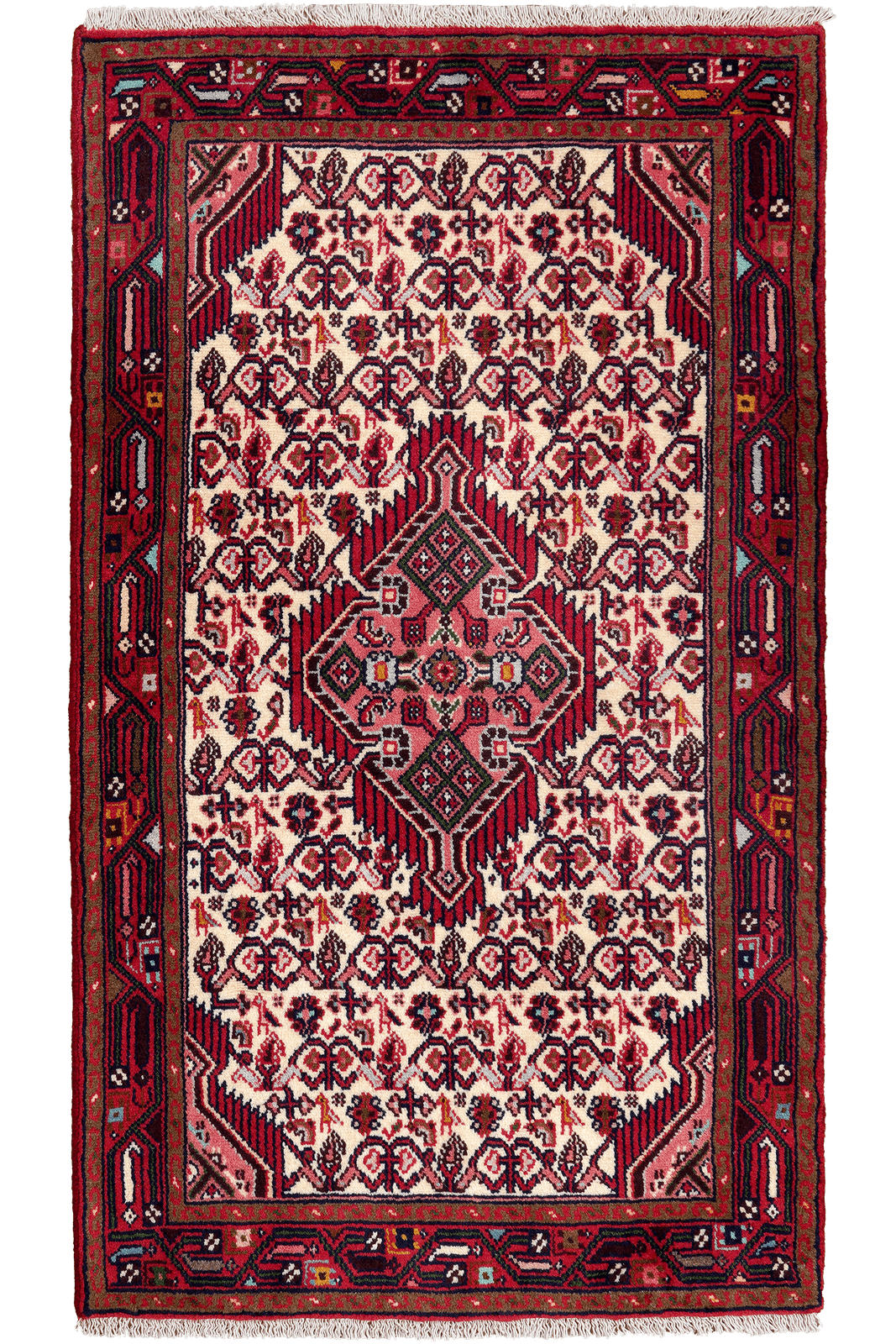 ORIENTTEPPICH handgeknüpft Assadabad Beige, Rot 144/82 cm Schurwolle - Beige/Rot, Textil (82/144cm) - Looma
