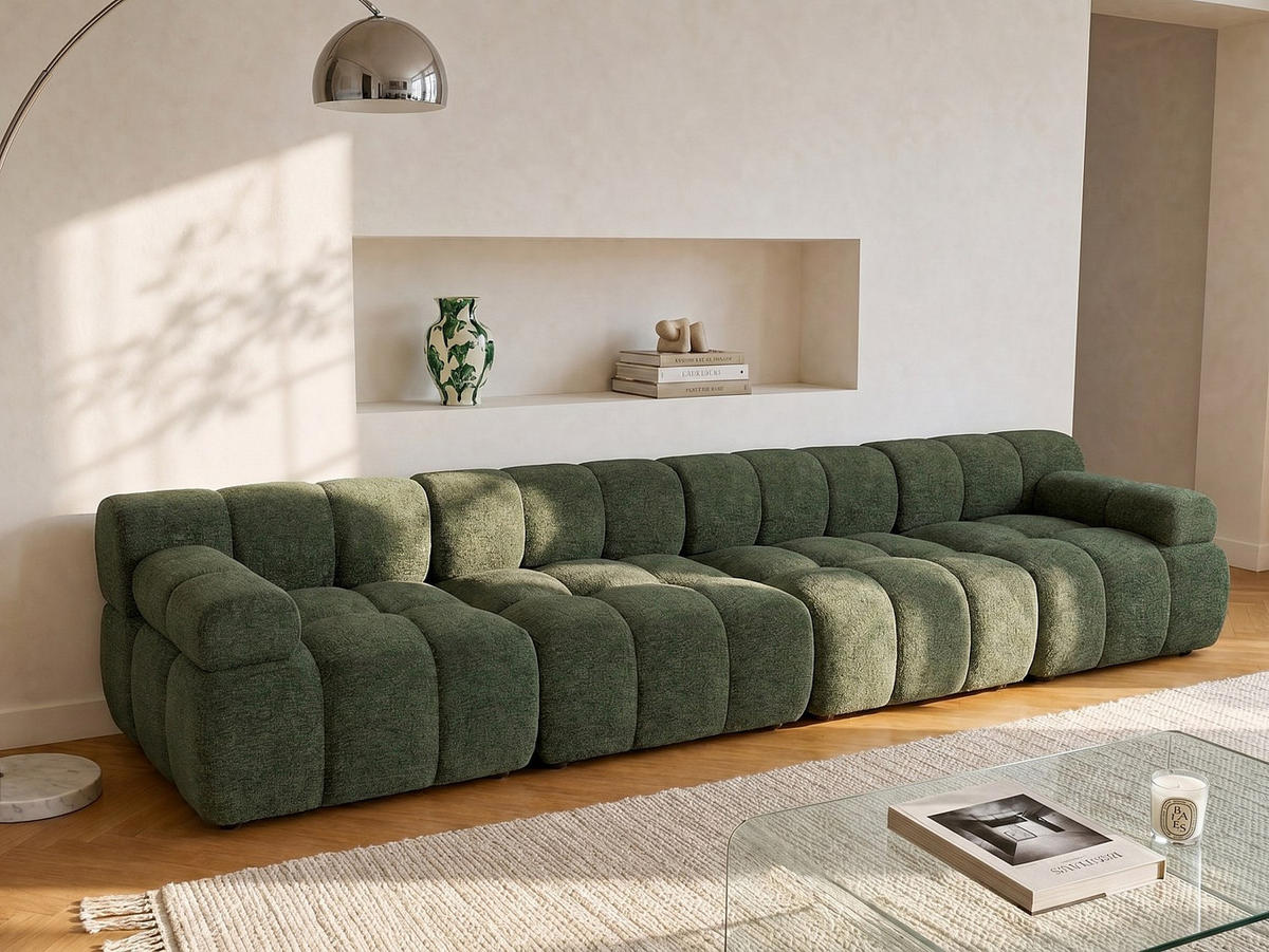 MODULIERBARES Sofa - 5 Personen - stoff - grün Facivil - Grün, Kunststoff/Textil (376/70/94cm) - Vente-Unique