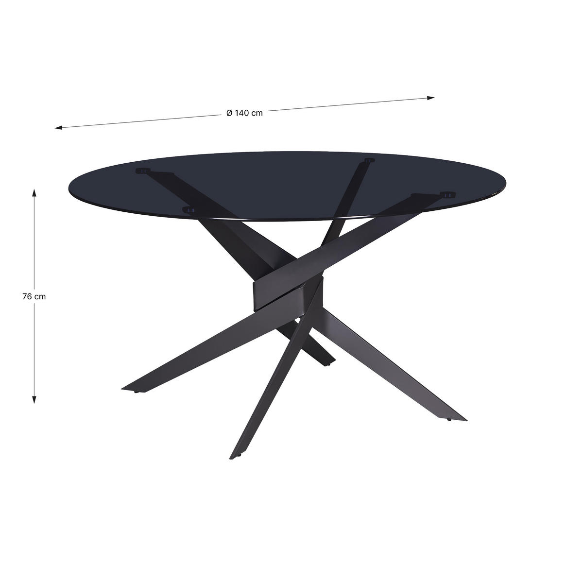 ESSTISCH Jenna Grau 140/140/76 cm - Grau, Metall (140/140/76cm) - Drawer