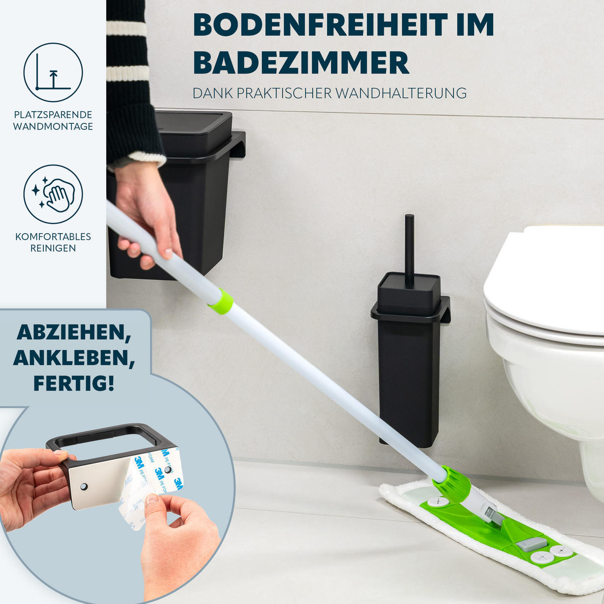 WANDHALTERUNG SAVONA, schwarz, Kunststoff - Schwarz, Kunststoff (11.5/4.5/12cm) - bremermann