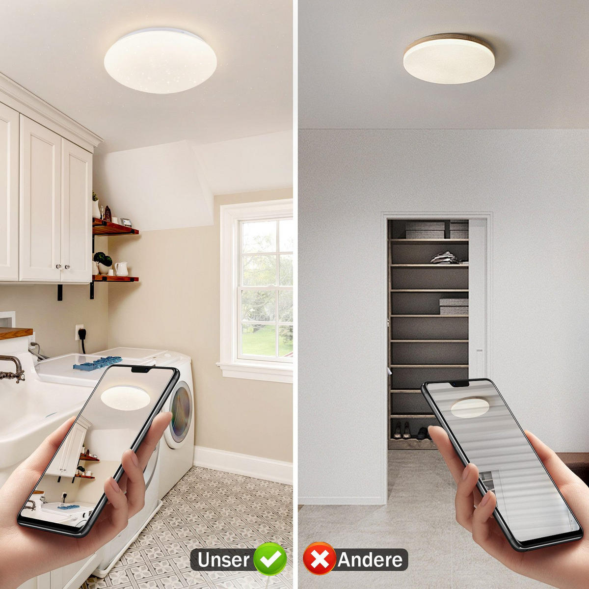 DECKENLEUCHTE LED Wohnzimmer Ø16.8CM - Weiß, Kunststoff (16/16/6.7cm) - ZMH