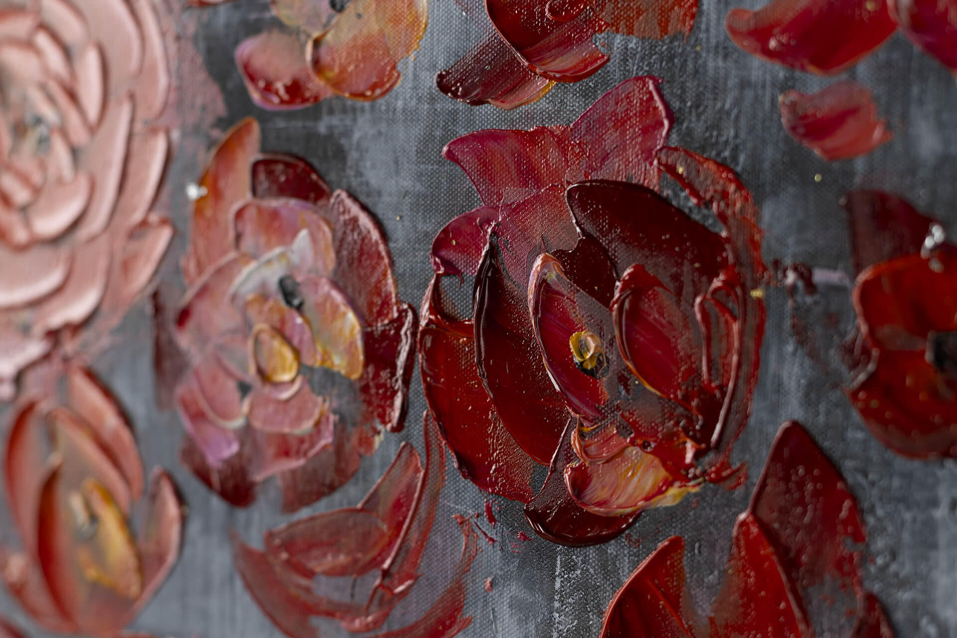 ÖLGEMÄLDE 120/60 cm - Rot/Grau, Holz/Textil (1.5/60cm) - KUNSTLOFT