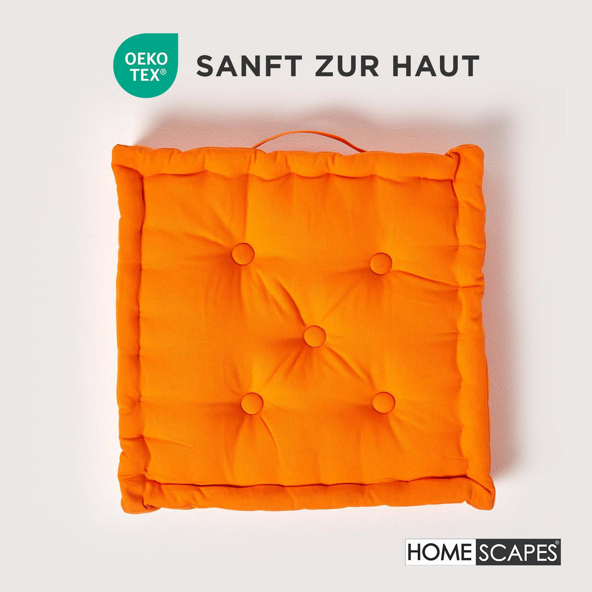 SITZKISSEN orange 40/40/8 cm – Bodenkissen unifarben - Orange, Textil (40/40/8cm) - Homescapes