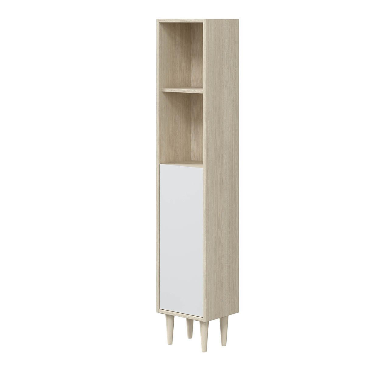 HOCHSCHRANK 1 Tür 2 Nischen H150 cm - Verona - Weiß, Holzwerkstoff (25/150/30cm) - Calicosy