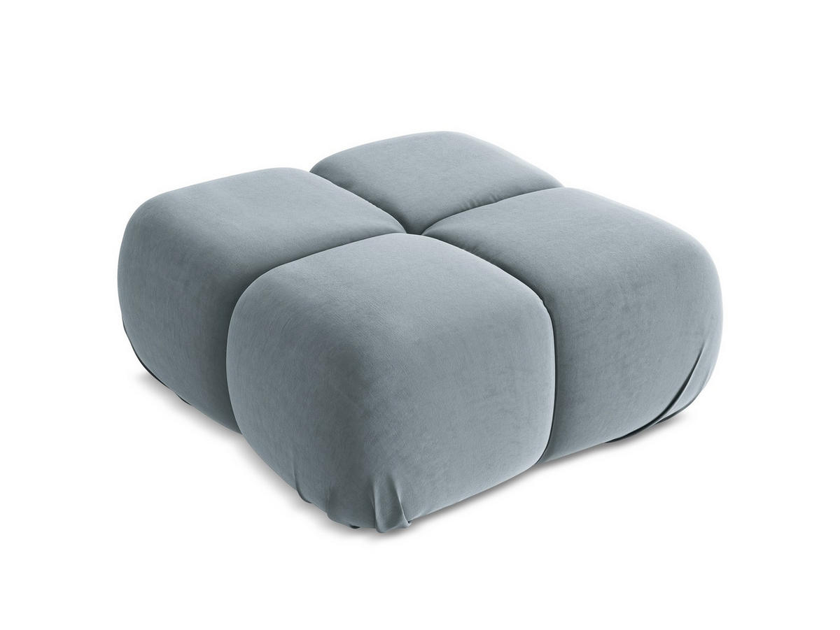 POUF Samt Stoff Blau - Blau/Schwarz, Kunststoff/Textil (95/41/95cm) - Makamii