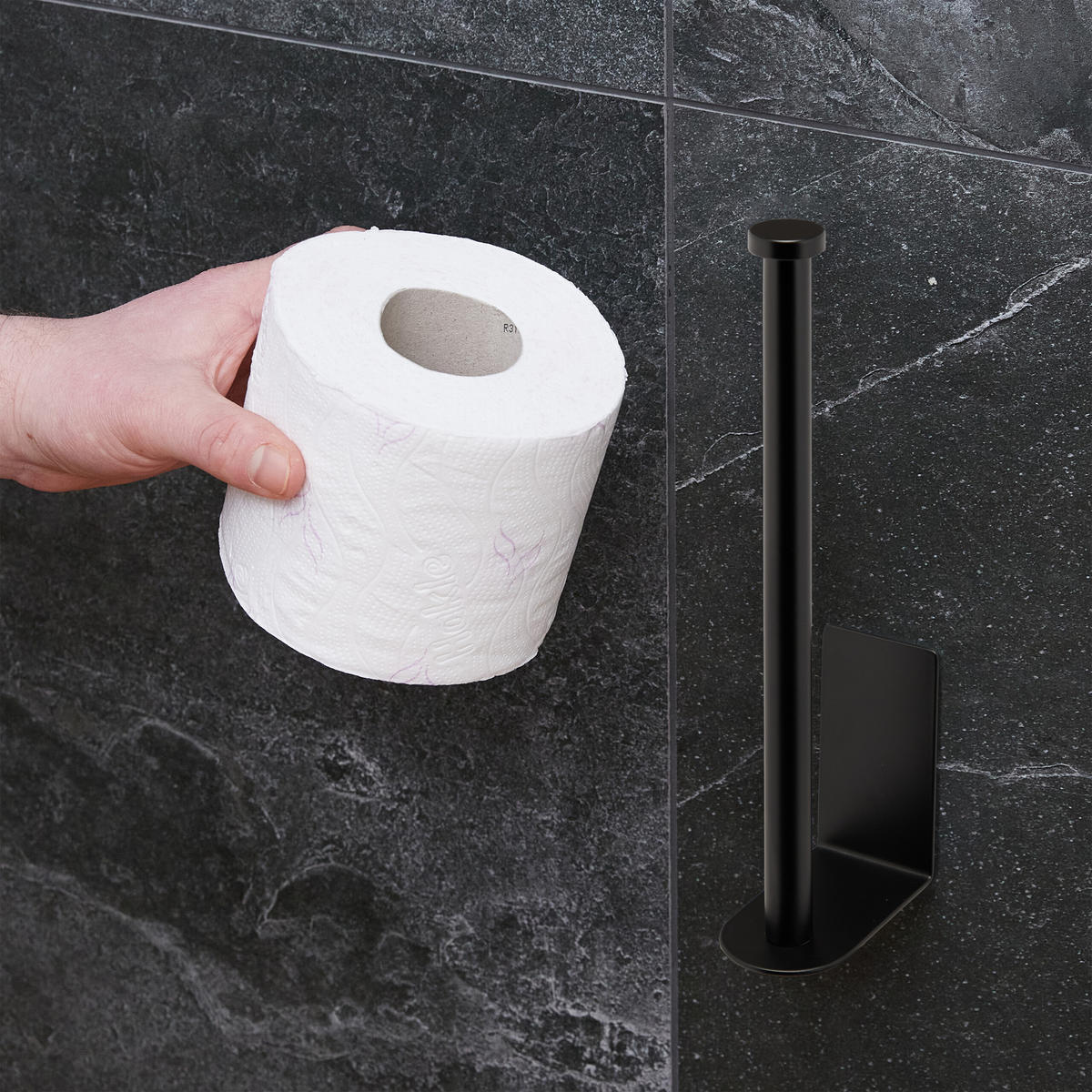 ERSATZROLLENHALTER - Schwarz, Metall (4.5/26/8cm) - Relaxdays