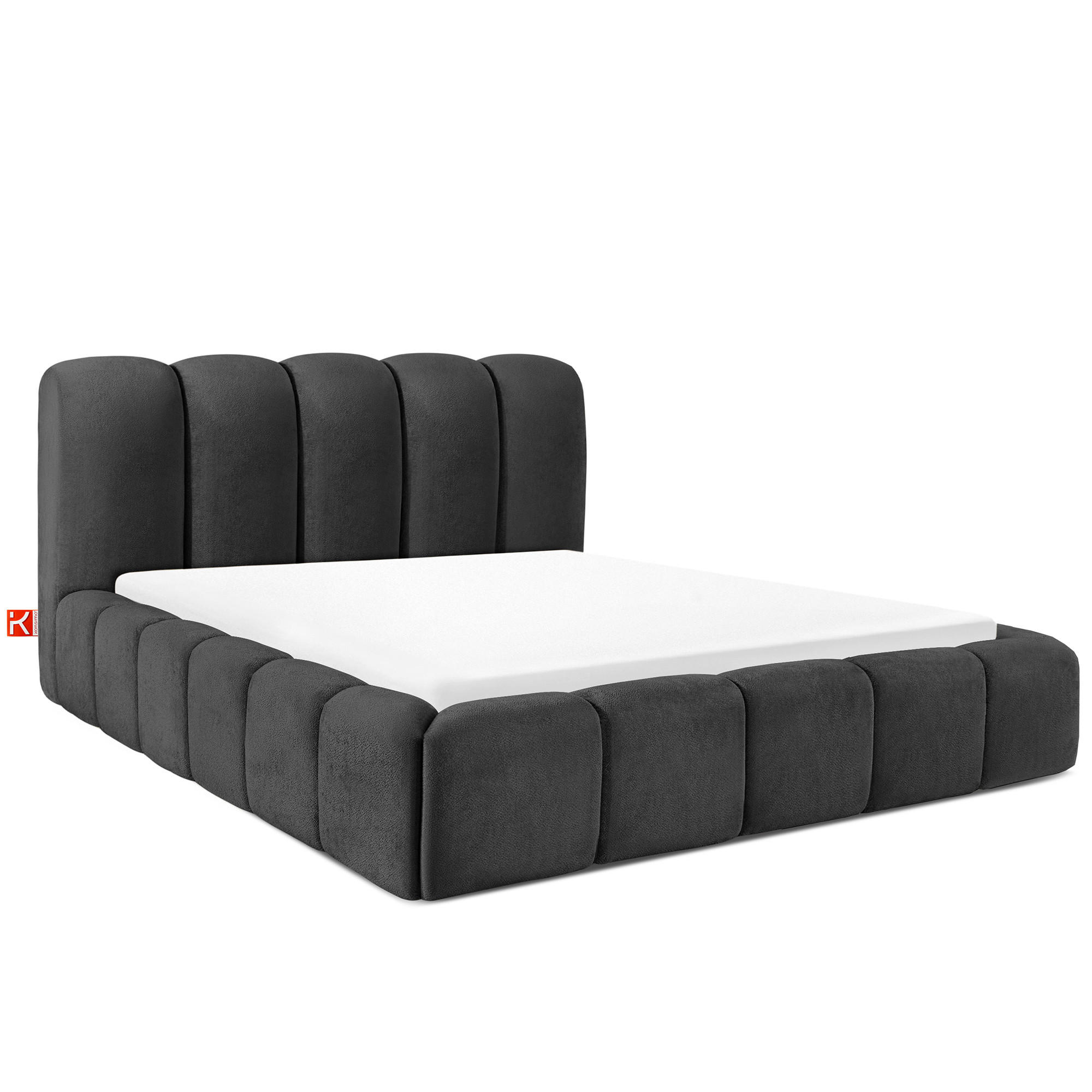 POLSTERBETT MERIDE Chenille, Anthrazit - Anthrazit/Schwarz, Holz/Textil (160/200cm) - KONSIMO®