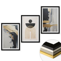WANDBILDER 3er-Set - 40x60 cm Schwarzer Rahmen - Abstrakte Geometrie Eleganz - Schwarz, Kunststoff (40/60cm) - ArtPrintCave