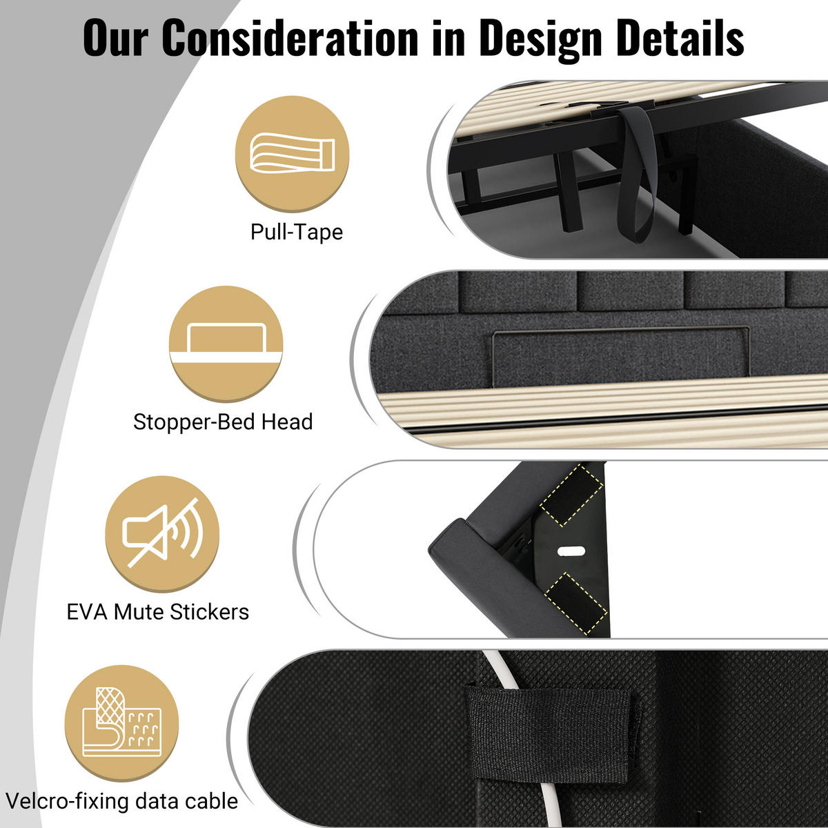 POLSTERBETT 160/200 cm mit LED-Beleuchtung, USB- und USB-C-Ladefunktion, hydraulischem Stauraum und Leinenbezug,und Matratze, Grau - Grau, Textil (160/200cm) - Redom