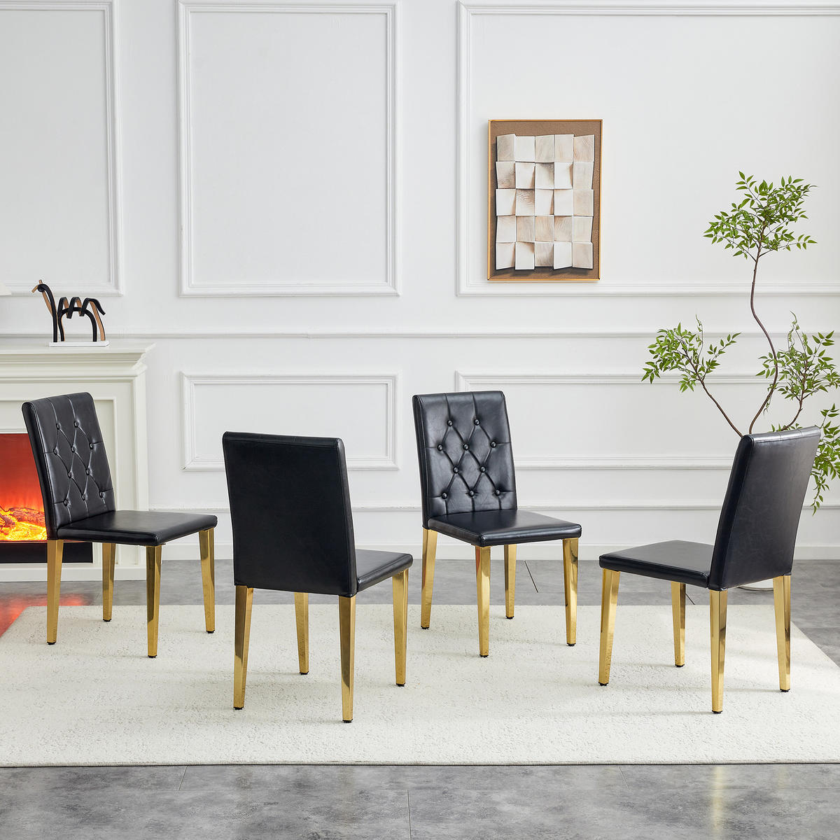 STUHL-SET DE-36653 4 Stück mit PU-Bezug und Metallbeinen Gold - Goldfarben, Metall (46/89/42cm) - ComfortXL