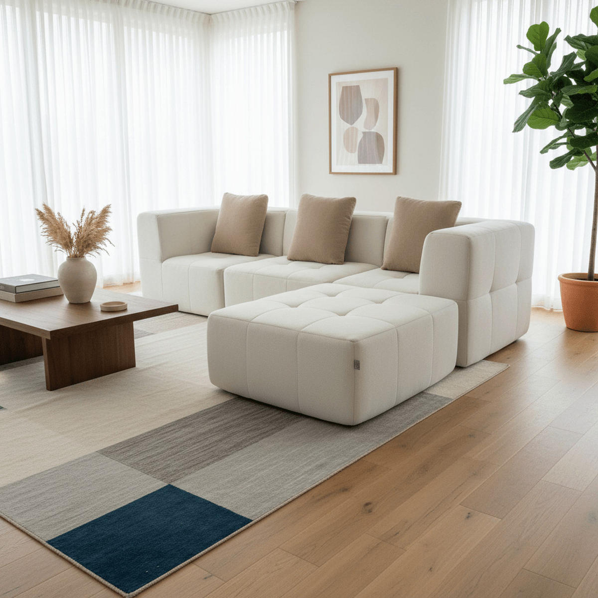 ECKSOFA Eden Komplett Weiß 3-Sitzer - Weiß, Textil (272/71/92cm) - COCO Living