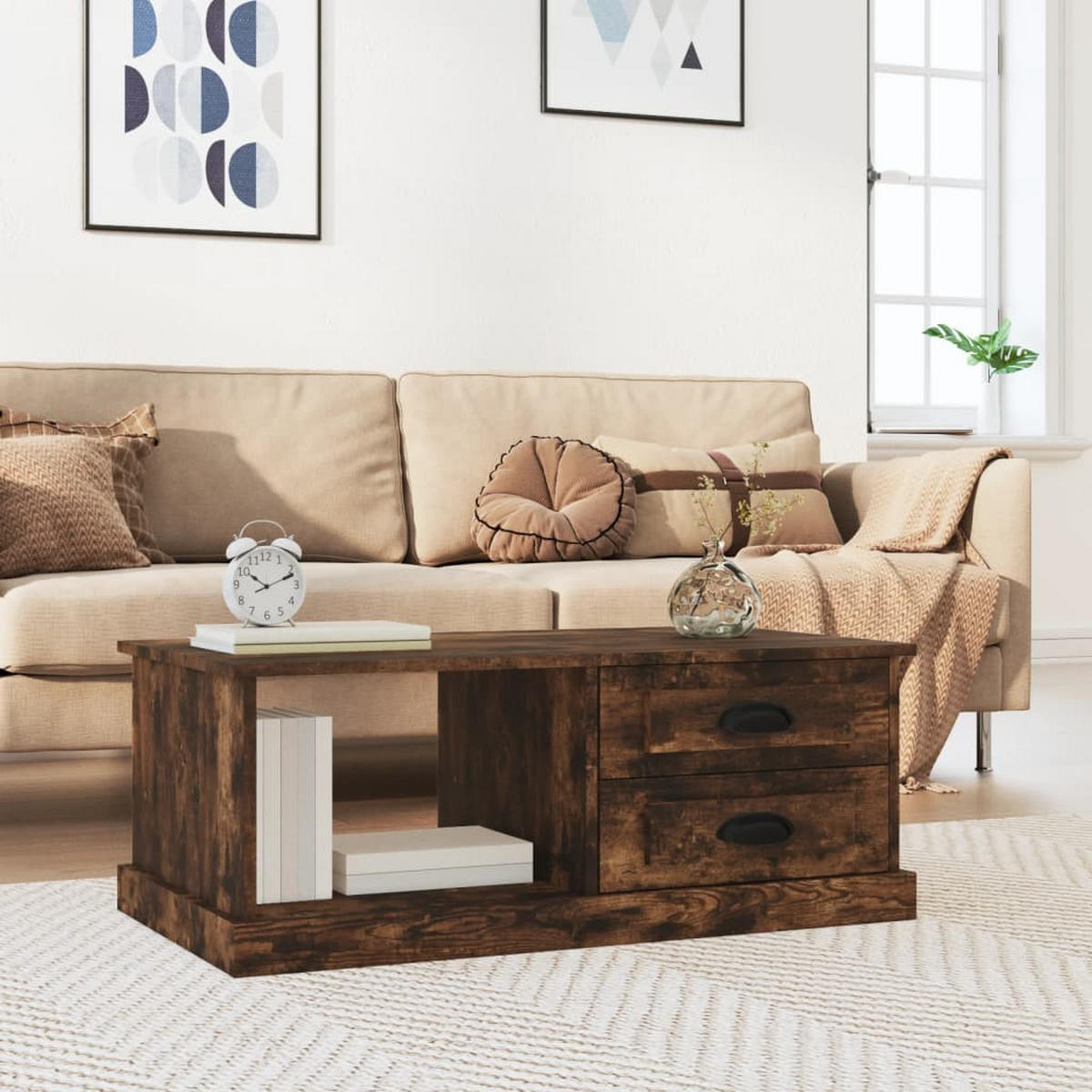 COUCHTISCH Räuchereiche 90x50x35 cm Holzwerkstoff - Braun, Holzwerkstoff (90/50/35cm) - furnicato