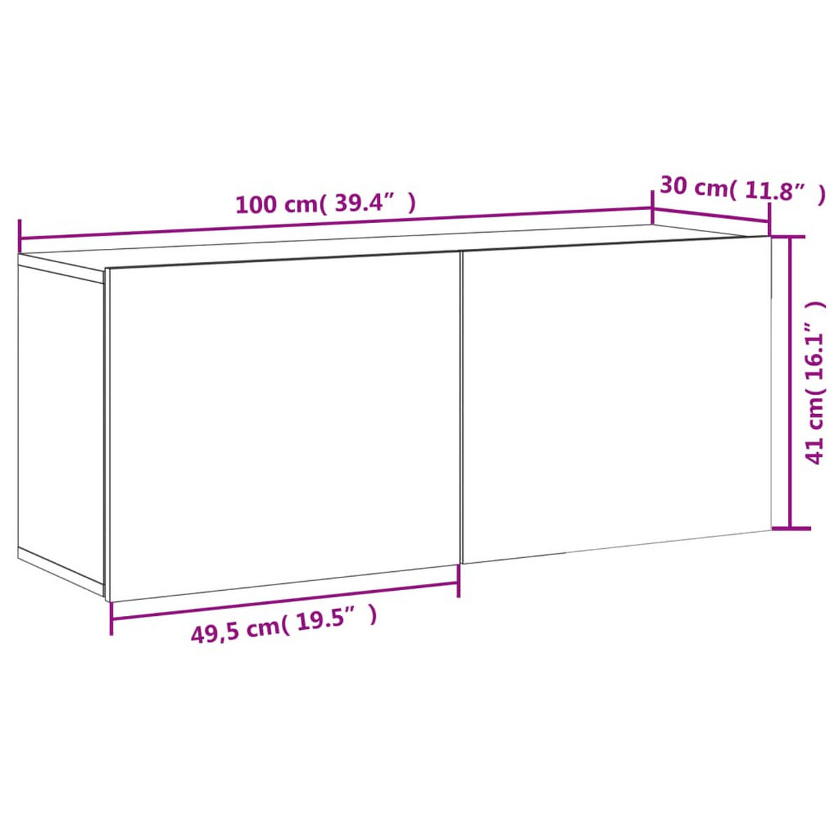 TV-WANDSCHRANK Weiss 100/30/41 Cm - Weiß, Holzwerkstoff (30/41/100cm) - vidaXL