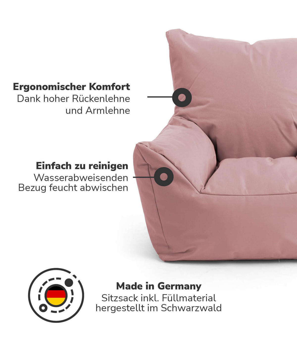OOUTDOOR-KINDER-SITZSACK Der Gartenzwerg - Rosa, Textil (52/57/53cm) - Mokebo