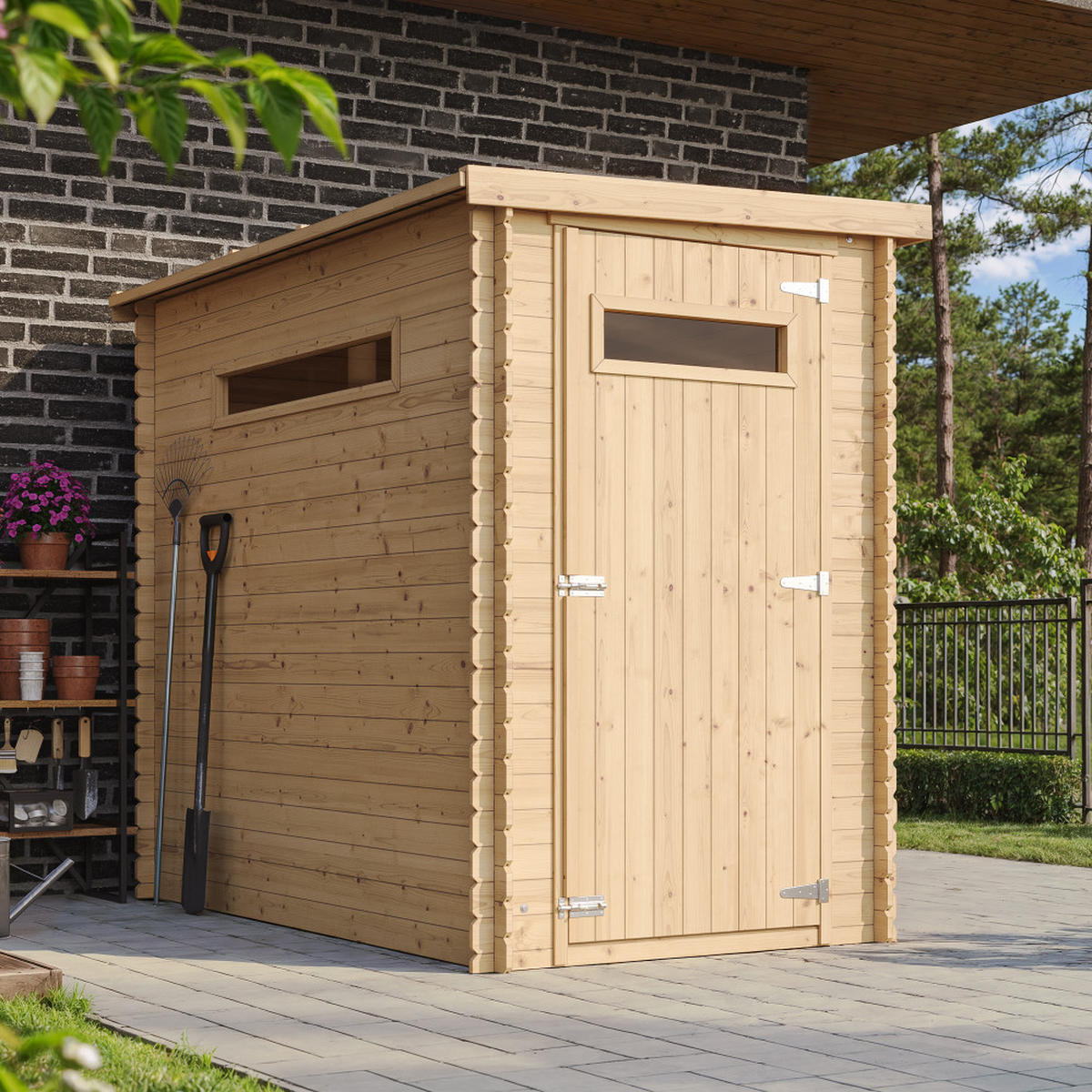 DREVENÝ záhradný domček 2,63 m² TIMBELA M306A+M306G - béžová, drevo (144/204/239cm) - Timbela