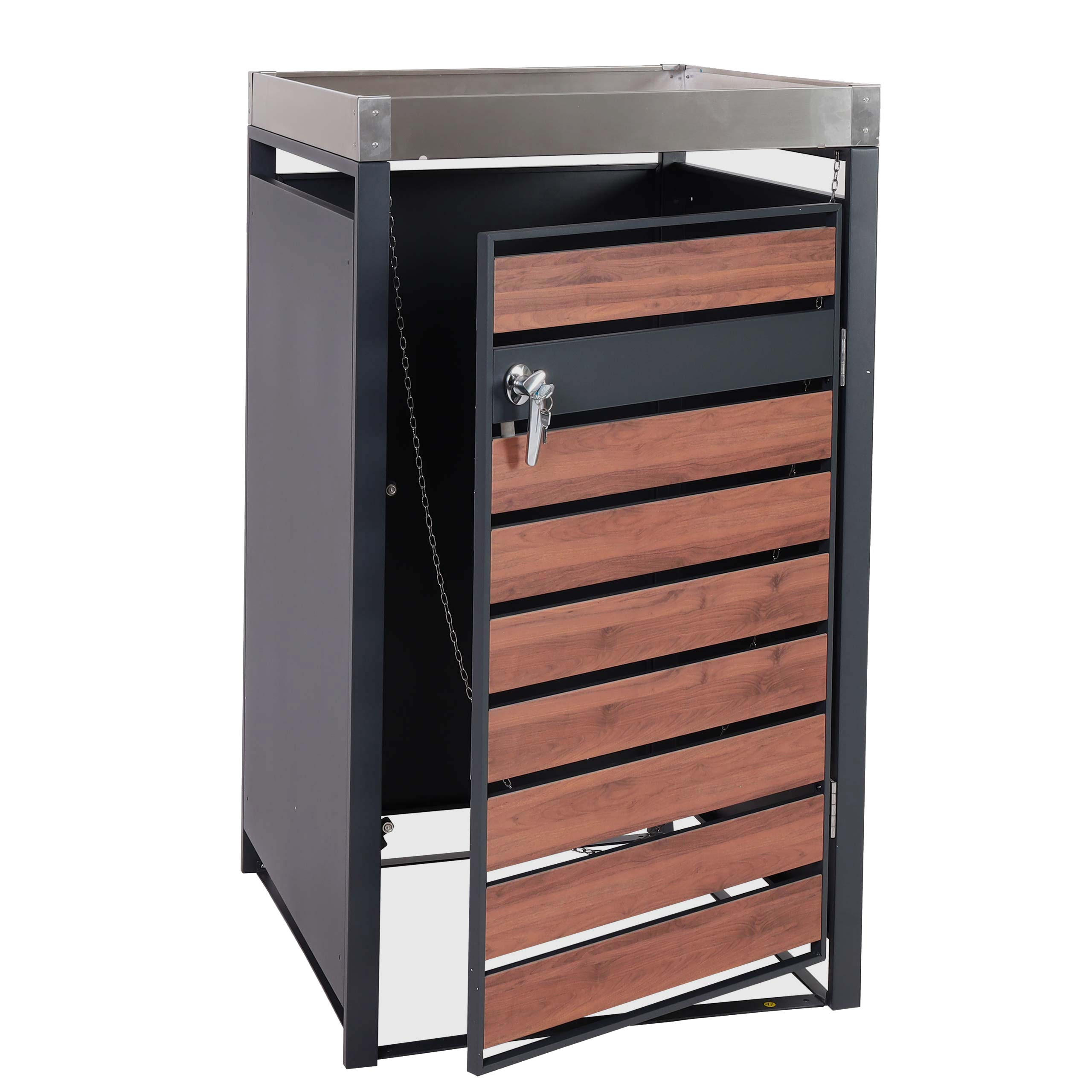 MÜLLTONNENVERKLEIDUNG 1ER Kirschbaum Dekor - Kirschbaumfarben, Metall (68/125/80cm) - MCW