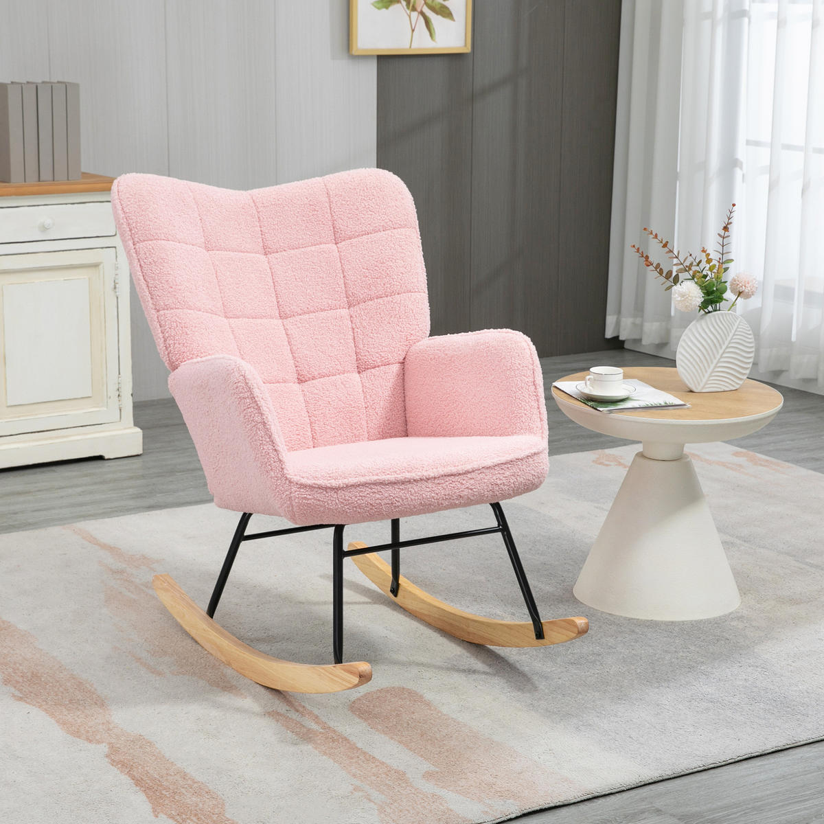 SCHAUKELSTUHL 98/71/101 cm rosa aus Polyester mit Armlehnen - Rosa, Textil (98/101/71cm) - OKWISH